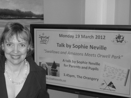 Behind the scenes ~ an illustrated talk by author Sophie Neville Sophie Neville speaking at Orwell Park near Ispwich