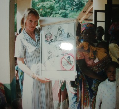 Sophie Neville in Mosambique With a hygene chart