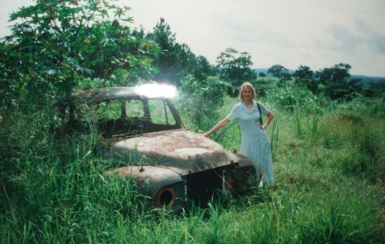 Sophie Neville driving through Mosambique Sophie Neville in Mosambique