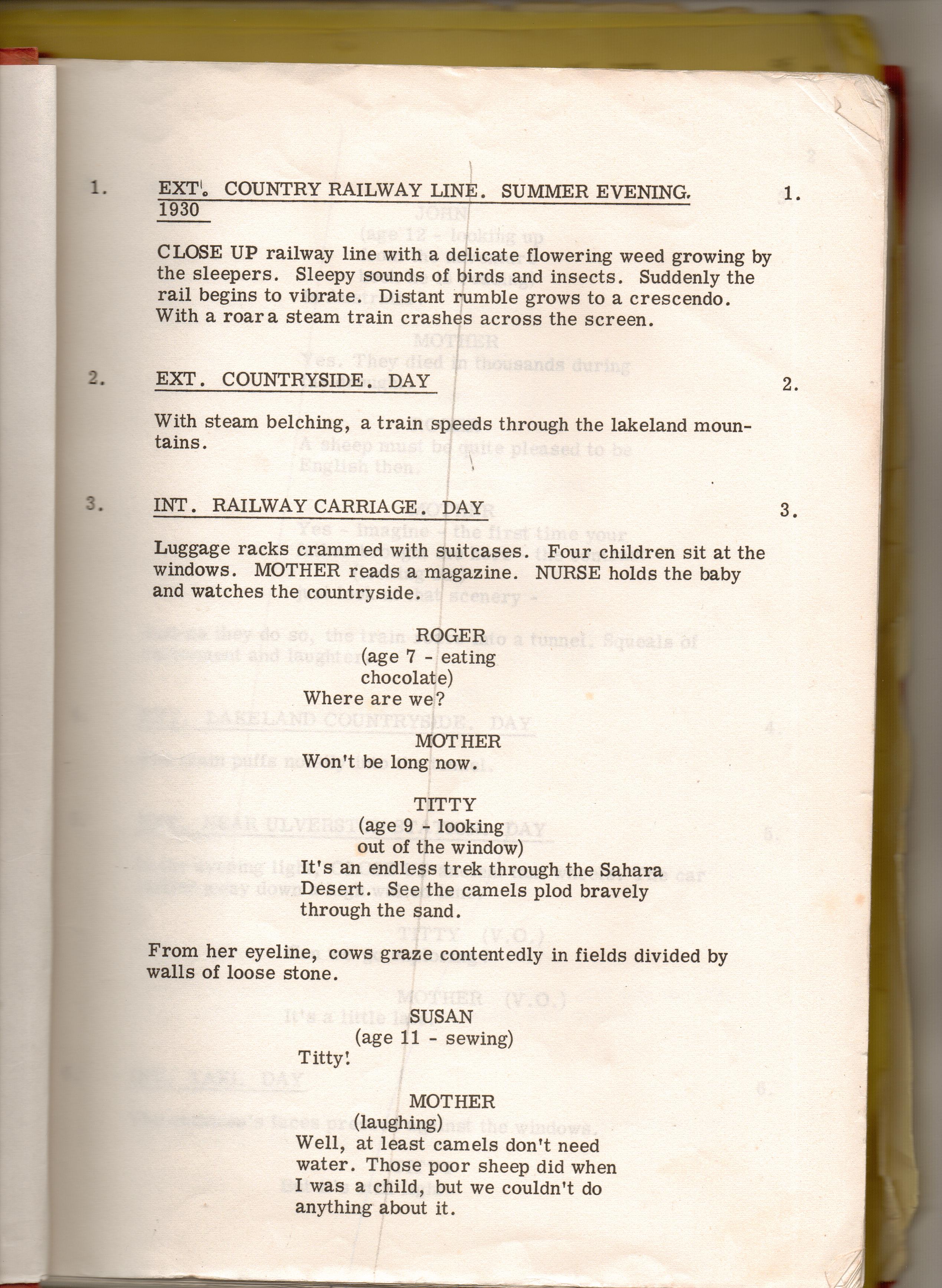 Swallows Script page 1