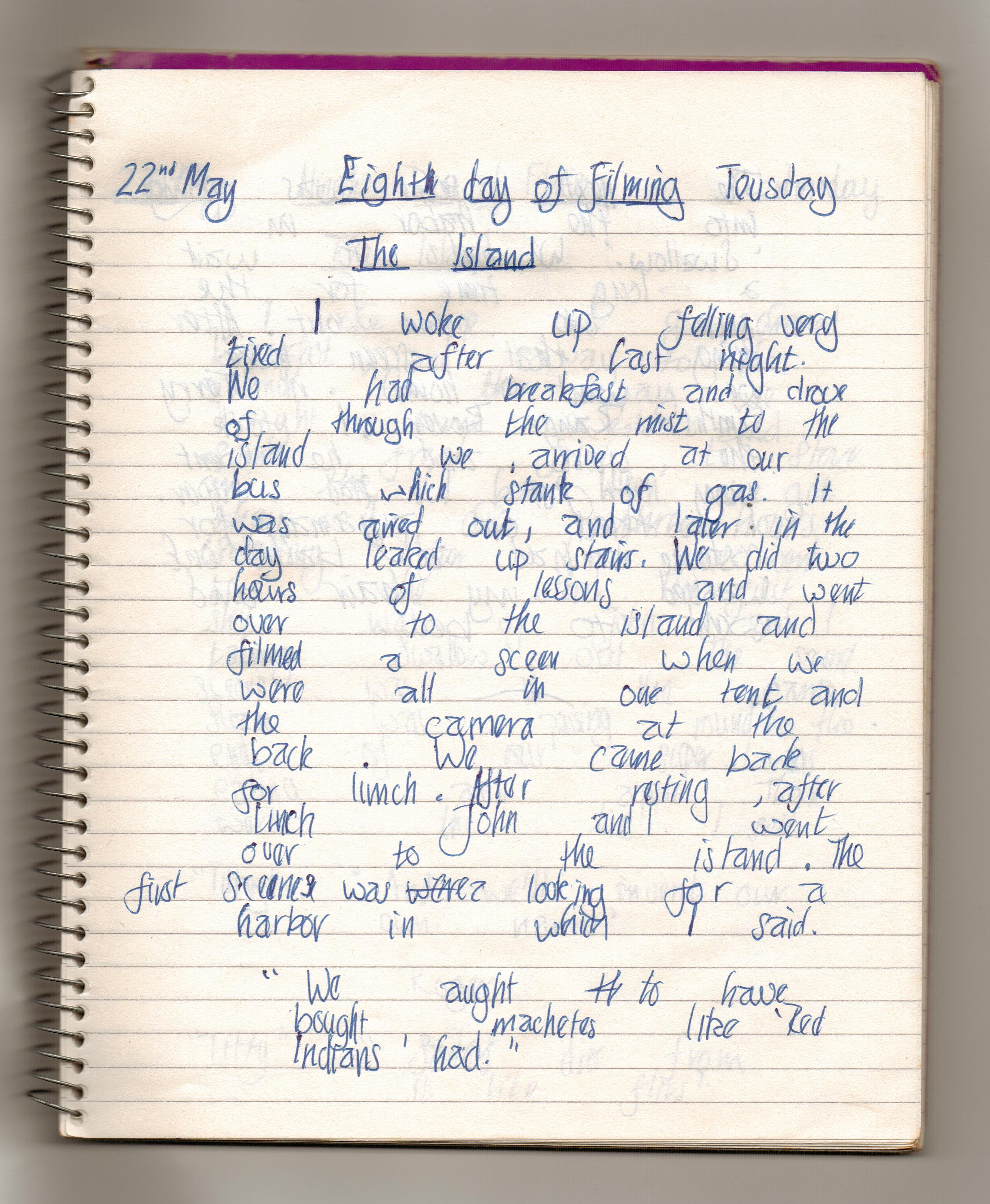 Diary kept on a movie set