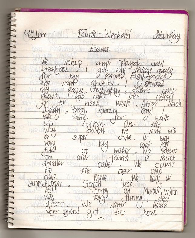 Filming and Exams - my diary page