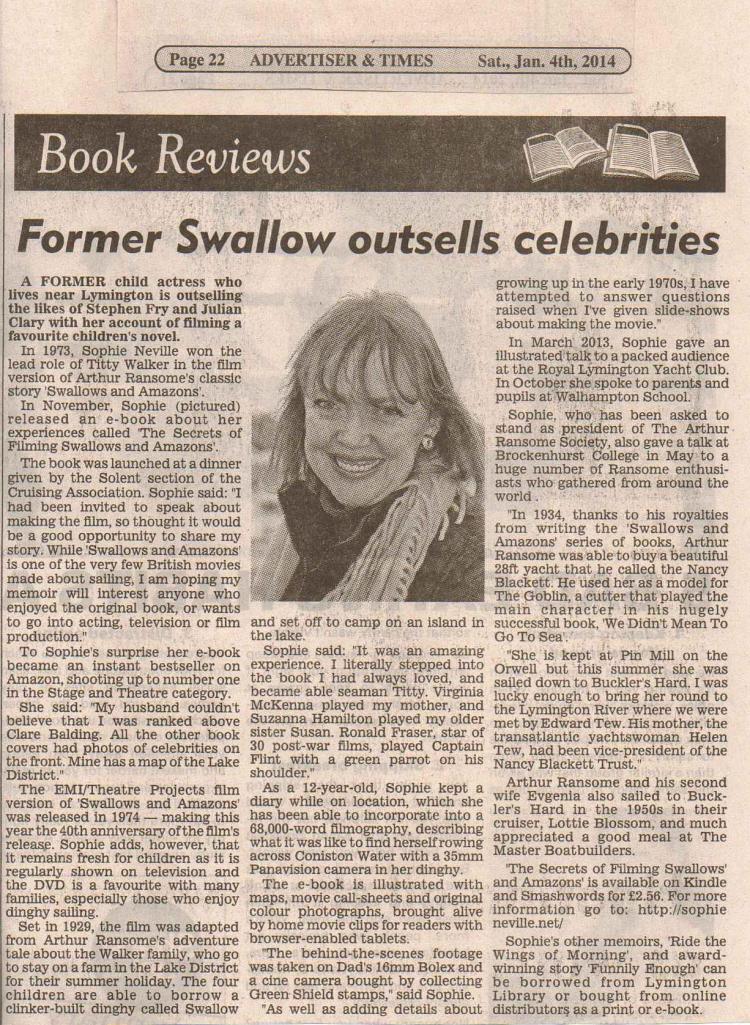 Lymington Times 4th Jan 2014