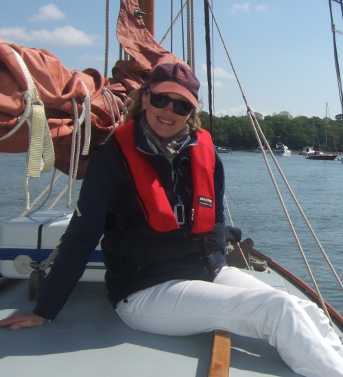 Sophie Neville aboard the Nancy Blackett at Buckler's Hard