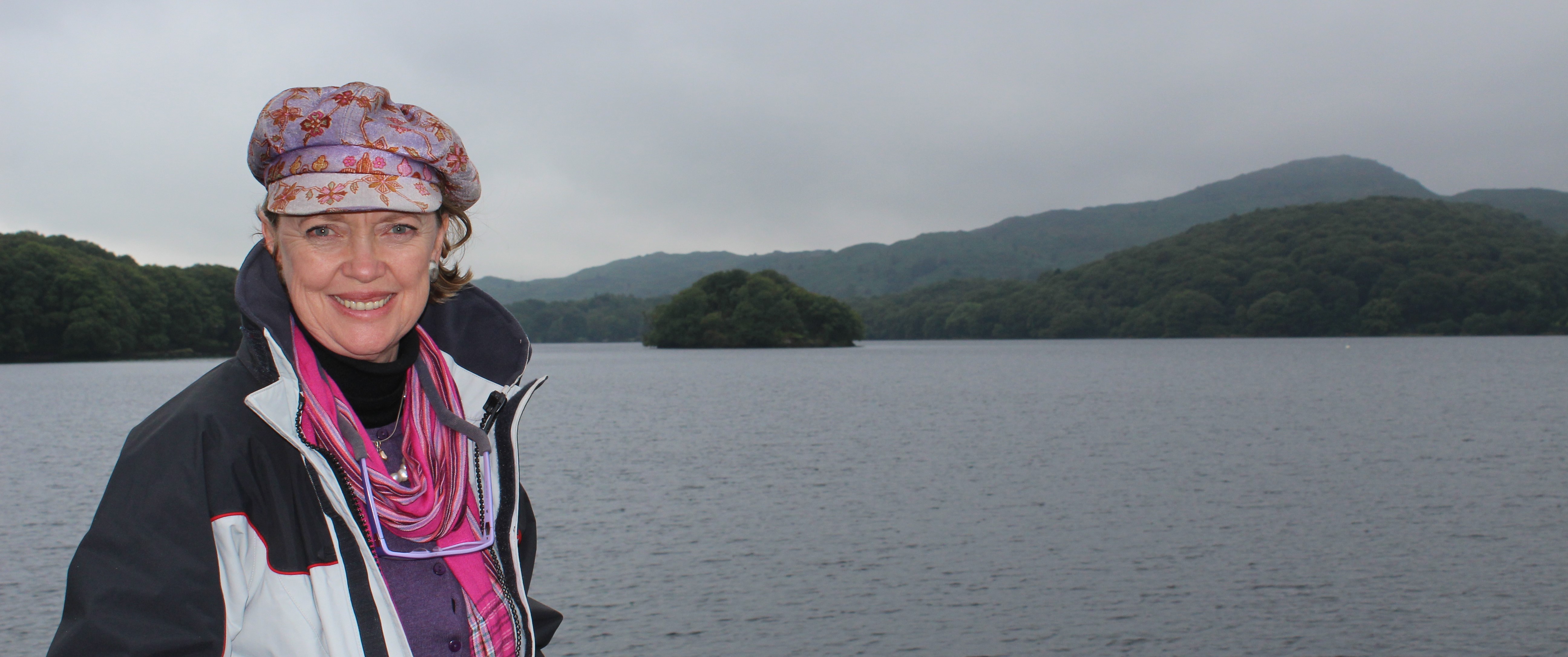 Sophie Neville at Peel Island on Coniston