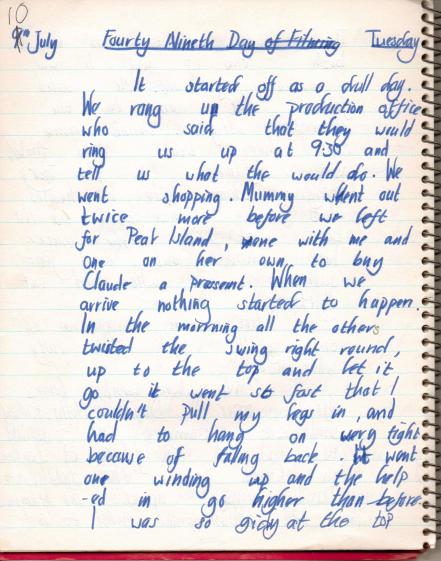 My diary on the filming of the moive 'Swallows and Amazaons' in the Lake District, Cumbria kept in 1973