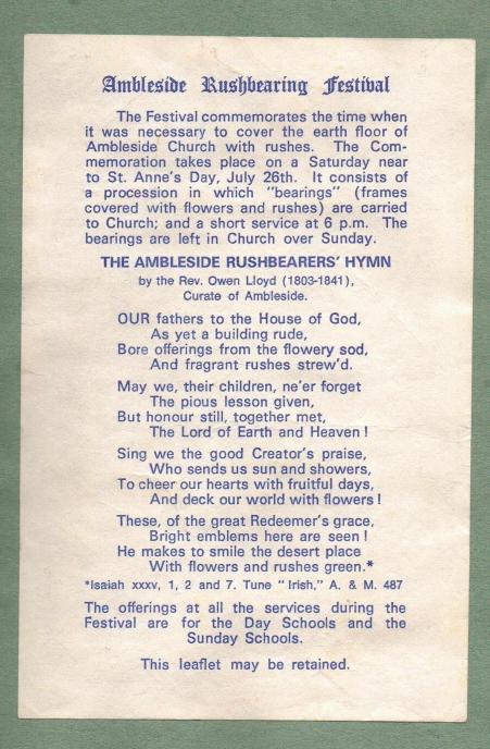 St Mary's Church Ambleside Rush Bearers' Hymn
