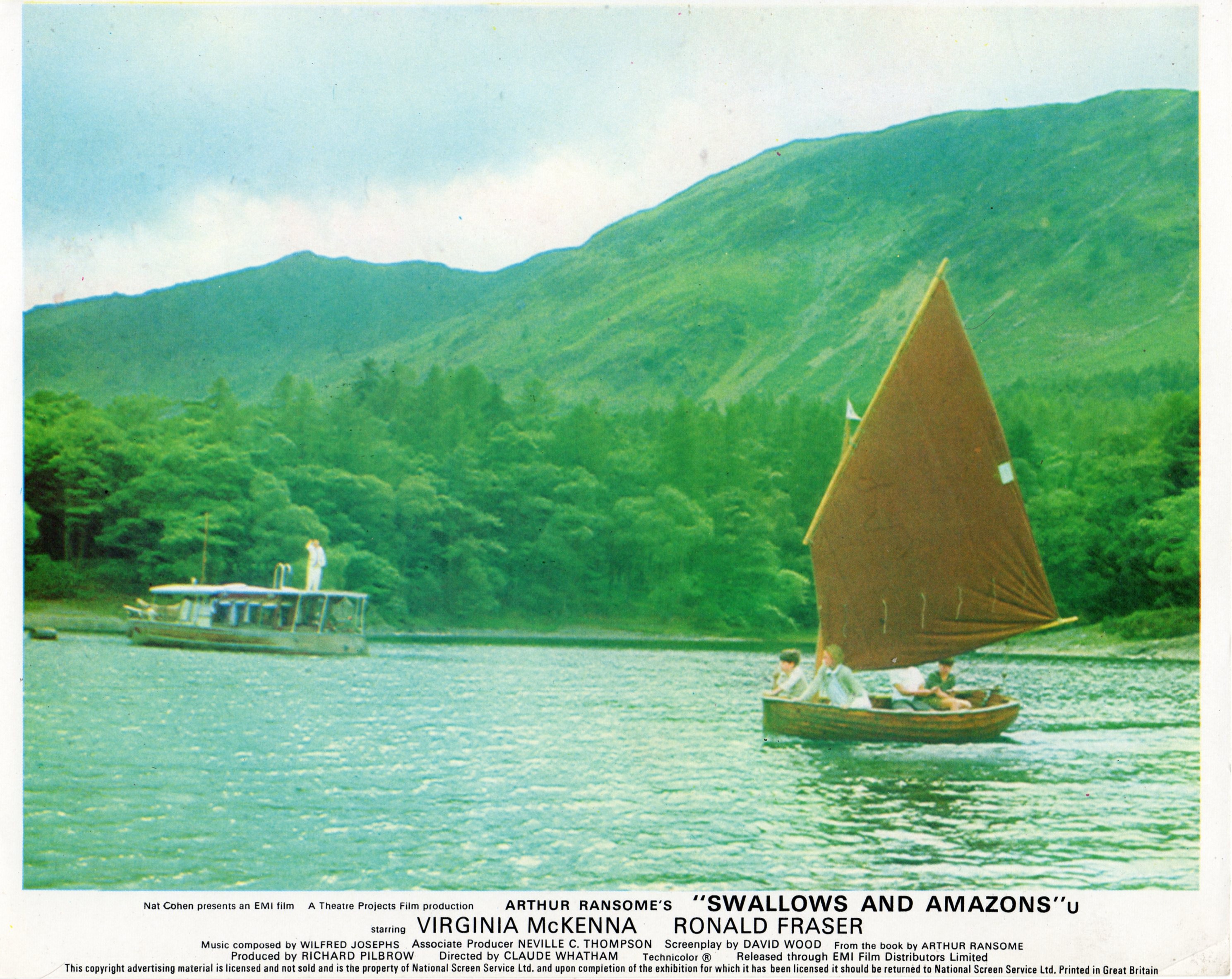 The movie Swallows and Amazons (1974) Swallow sailing past the houseboat