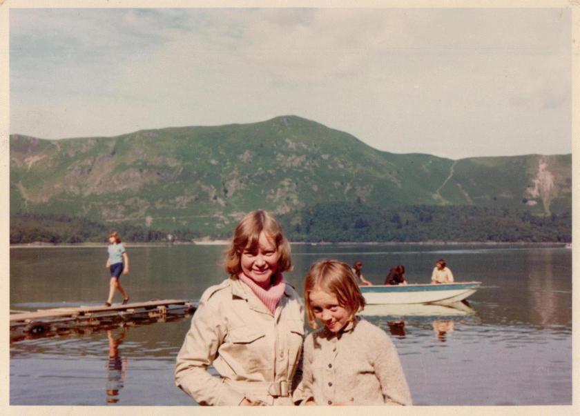 Daphne Neville with Sophie Neville while filming 'Swallows and Amazons' in Cumbria