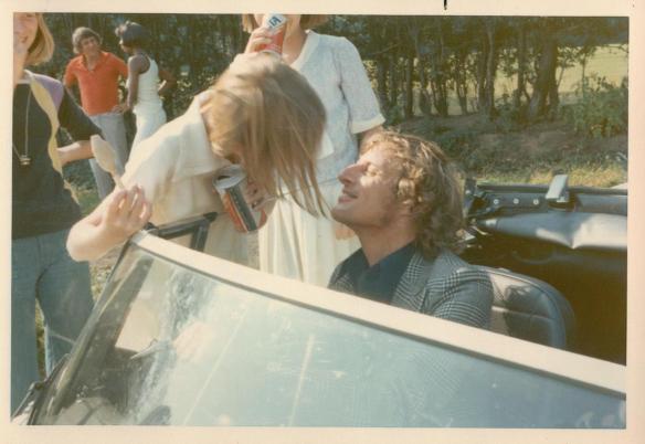 Sophie Neville saying goodbye to Claude Whatham in Egham