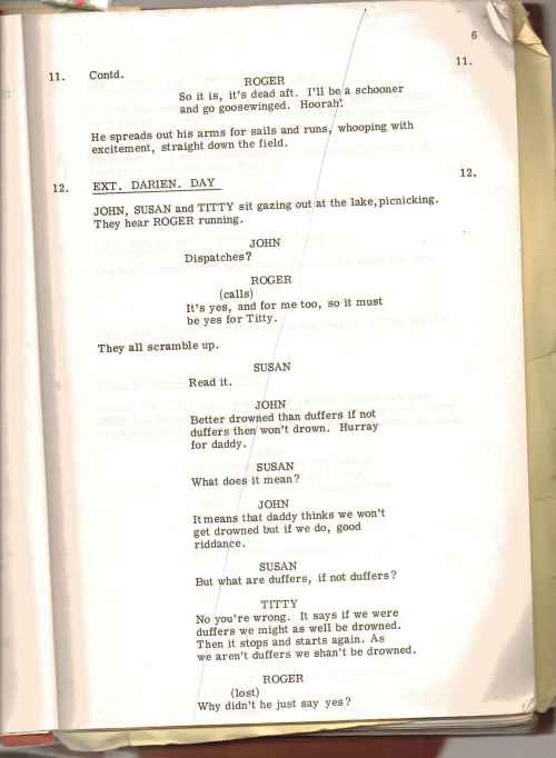 'Better drowned than duffers' - David Wood's 1973 screenplay of Arthur Ransome's famous telegram