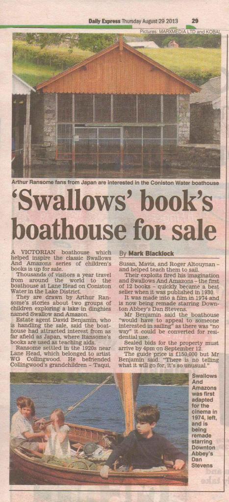 Article in the Daily Express Daily Express Boathouse article