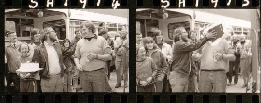 Graham Ford giving Mick a cake