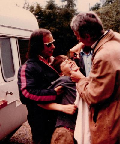 Simon West having his hair cut - trimmed