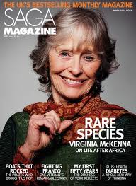 Virginia McKenna onthe cover of Saga Magazine