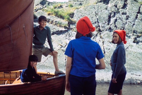 John and his Flagship with Nancy and Peggy