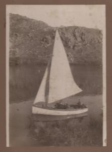 Possibly Arthur Ransome in the Altounyan's dinghy Beetle II on Amouk in Syria