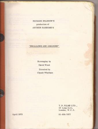 Original Screenplay of Swallows & Amazons page 1