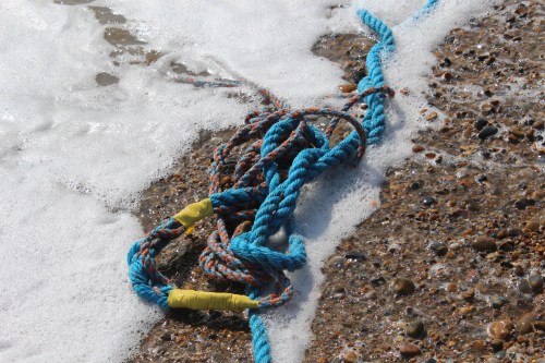 blue chain on the sea shore