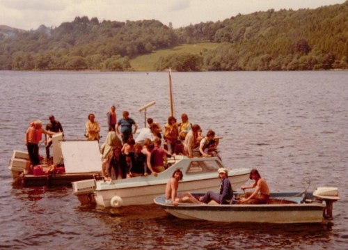 Behind the scenes while filming Swallow fromthe pontoon