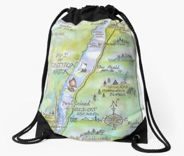 Drawstring bag with map of Coniston Water