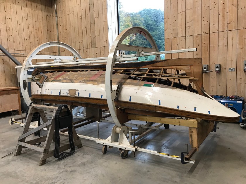 The Lady Elizabeth under restoration at Windermere Jetty