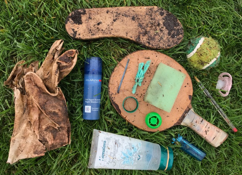 Plastic pollution collected from Solent shores Dec 2020 - photo Sophie Neville