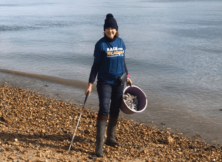 Sophie Neville beach cleaning along the Solent