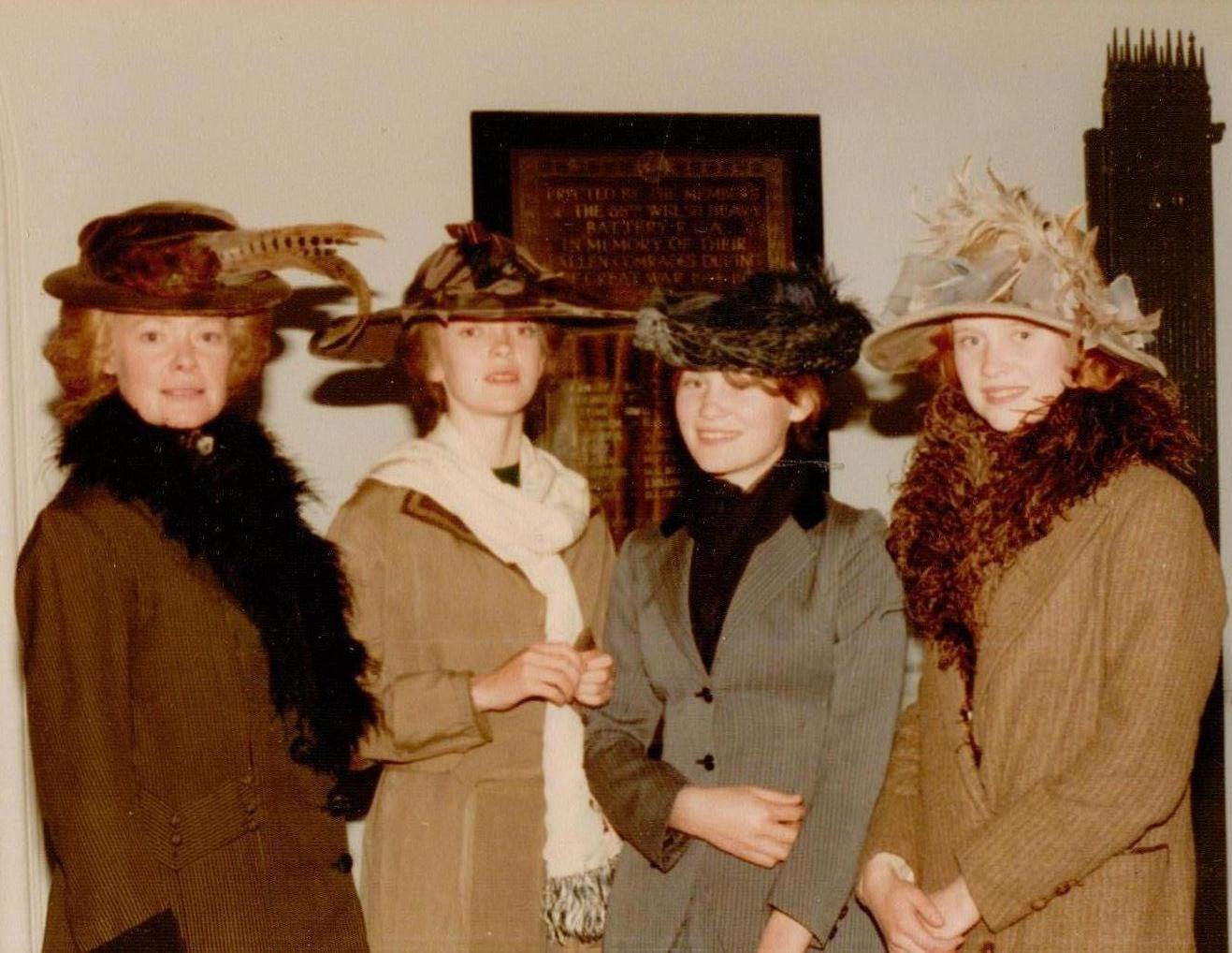 Daphne Neville, Sophie Neville, Tamzin Neville and Perry Neville playing suffragettes in the Life and Times of David Lloyd George