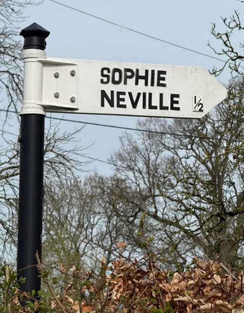 Road sign to Sophie Neville