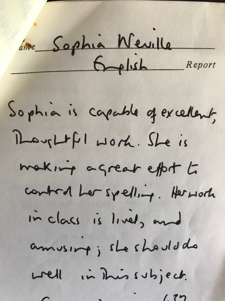 Sophie Neville's school report for English